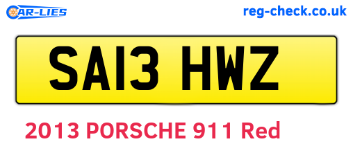 SA13HWZ are the vehicle registration plates.