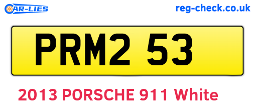 PRM253 are the vehicle registration plates.