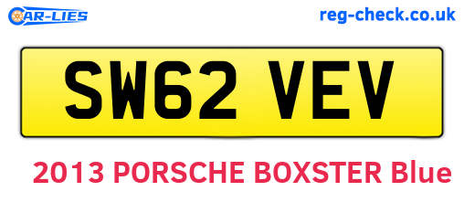 SW62VEV are the vehicle registration plates.