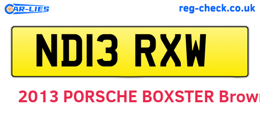 ND13RXW are the vehicle registration plates.