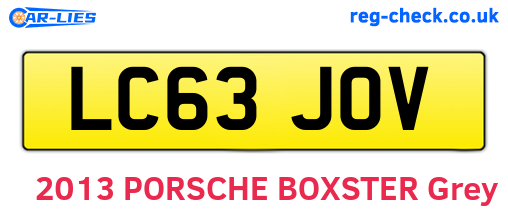 LC63JOV are the vehicle registration plates.