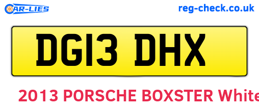 DG13DHX are the vehicle registration plates.