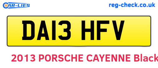DA13HFV are the vehicle registration plates.