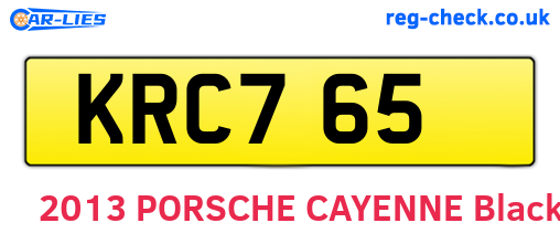 KRC765 are the vehicle registration plates.