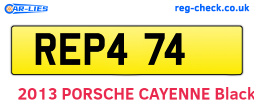 REP474 are the vehicle registration plates.