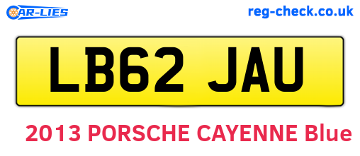 LB62JAU are the vehicle registration plates.