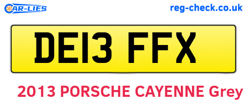 DE13FFX are the vehicle registration plates.