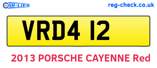 VRD412 are the vehicle registration plates.