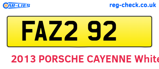 FAZ292 are the vehicle registration plates.