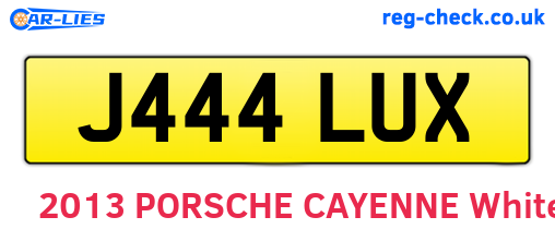 J444LUX are the vehicle registration plates.