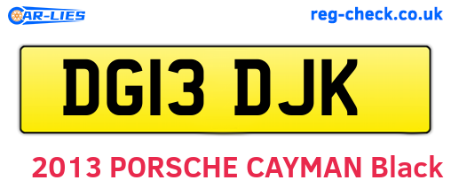 DG13DJK are the vehicle registration plates.