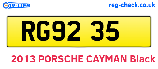 RG9235 are the vehicle registration plates.