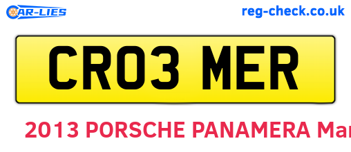CR03MER are the vehicle registration plates.