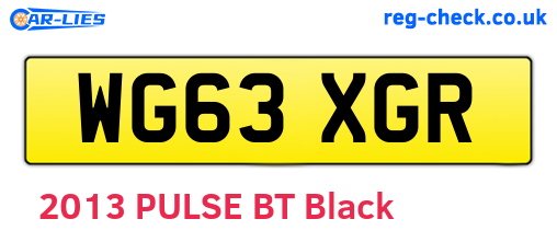 WG63XGR are the vehicle registration plates.