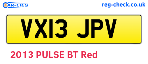 VX13JPV are the vehicle registration plates.