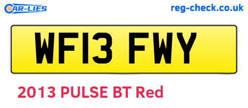 WF13FWY are the vehicle registration plates.