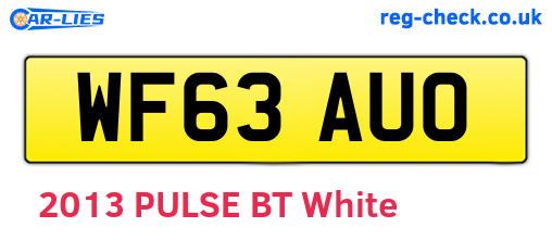 WF63AUO are the vehicle registration plates.