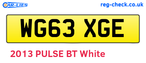 WG63XGE are the vehicle registration plates.