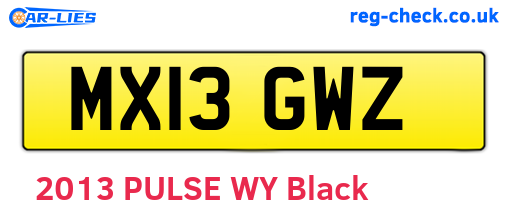MX13GWZ are the vehicle registration plates.