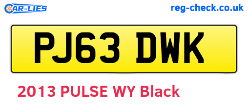 PJ63DWK are the vehicle registration plates.
