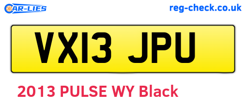 VX13JPU are the vehicle registration plates.