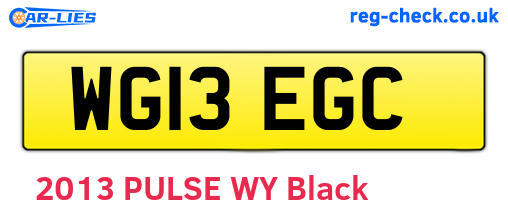 WG13EGC are the vehicle registration plates.