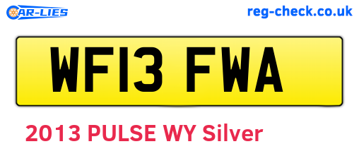 WF13FWA are the vehicle registration plates.