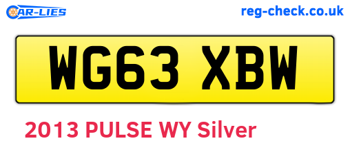 WG63XBW are the vehicle registration plates.