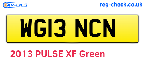 WG13NCN are the vehicle registration plates.