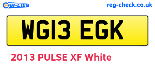 WG13EGK are the vehicle registration plates.
