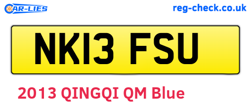 NK13FSU are the vehicle registration plates.