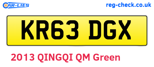 KR63DGX are the vehicle registration plates.
