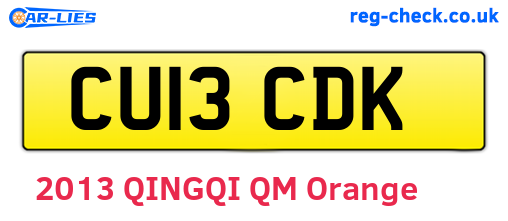 CU13CDK are the vehicle registration plates.