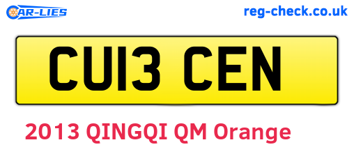 CU13CEN are the vehicle registration plates.