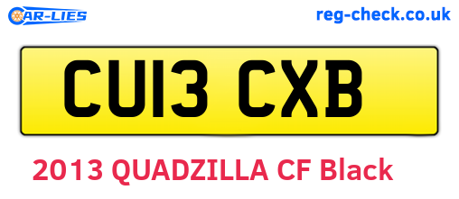 CU13CXB are the vehicle registration plates.
