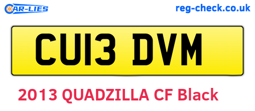 CU13DVM are the vehicle registration plates.