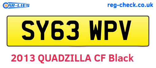 SY63WPV are the vehicle registration plates.