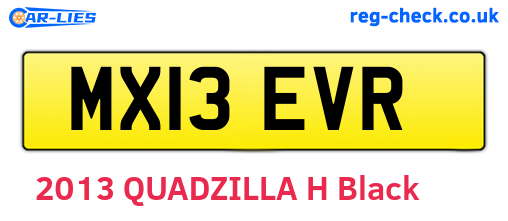 MX13EVR are the vehicle registration plates.