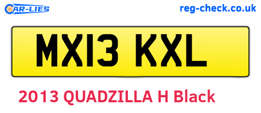MX13KXL are the vehicle registration plates.