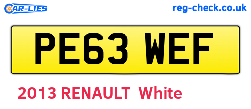 PE63WEF are the vehicle registration plates.