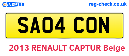 SA04CON are the vehicle registration plates.