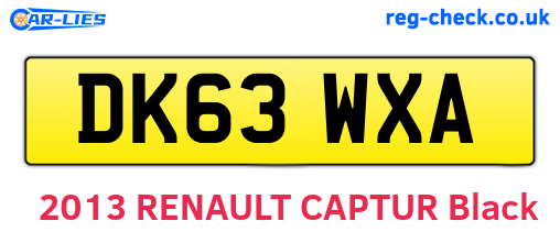 DK63WXA are the vehicle registration plates.