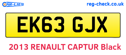EK63GJX are the vehicle registration plates.