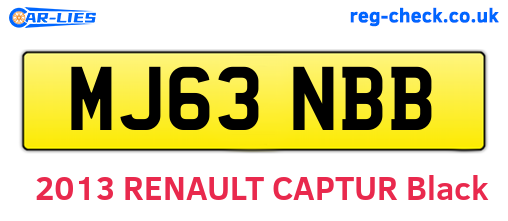 MJ63NBB are the vehicle registration plates.