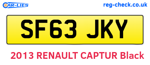 SF63JKY are the vehicle registration plates.