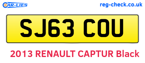 SJ63COU are the vehicle registration plates.