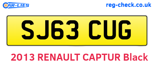 SJ63CUG are the vehicle registration plates.