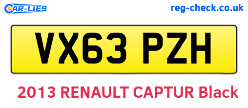 VX63PZH are the vehicle registration plates.