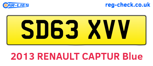 SD63XVV are the vehicle registration plates.