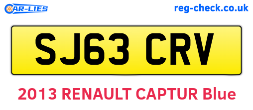 SJ63CRV are the vehicle registration plates.